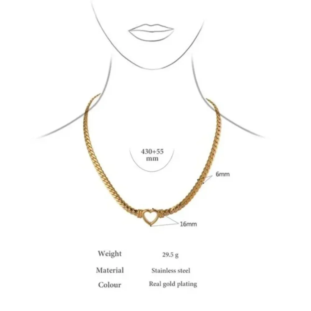 NEW 18K Gold Plated Chain Heart Necklace